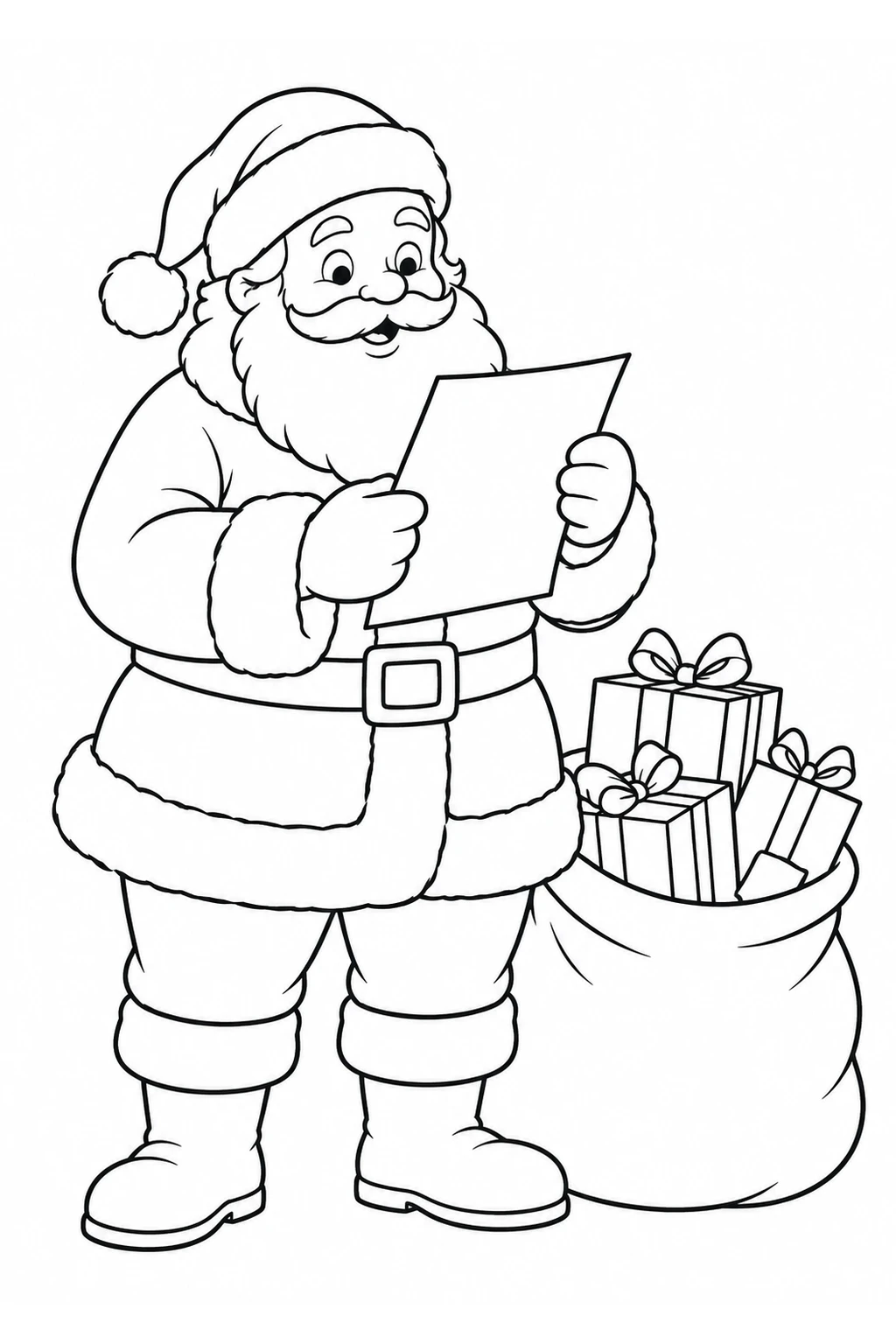 Weihnachtsmann liest einen Wunschzettel