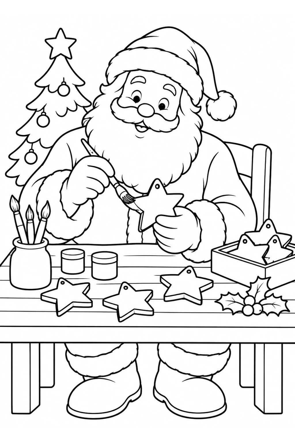 Weihnachtsmann bemalt Holzsterne