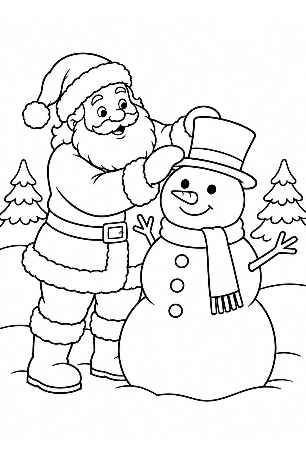Weihnachtsmann mit Schneemann