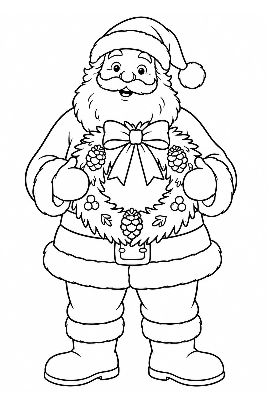 Weihnachtsmann mit Weihnachtskranz