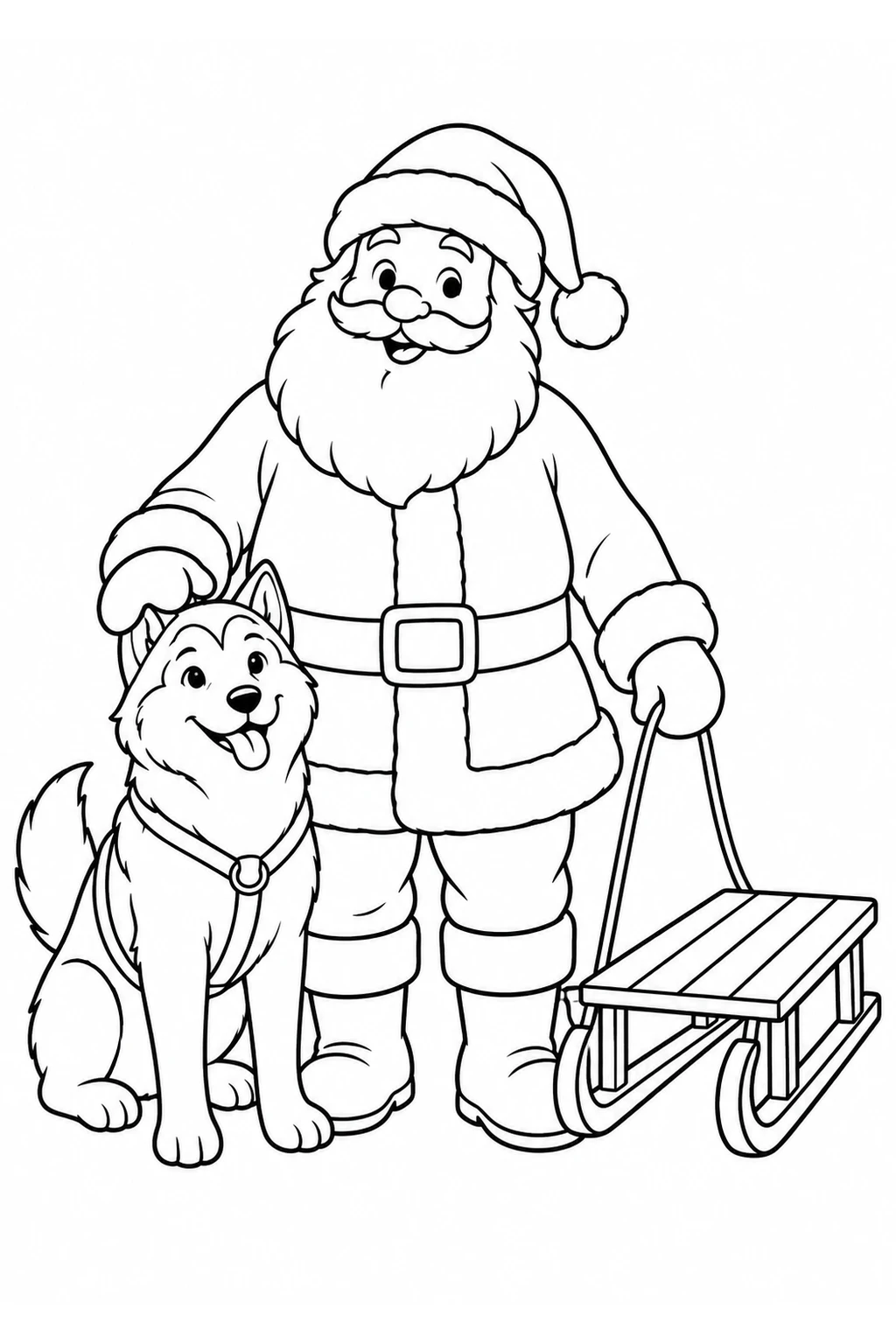 Weihnachtsmann und Schlittenhund
