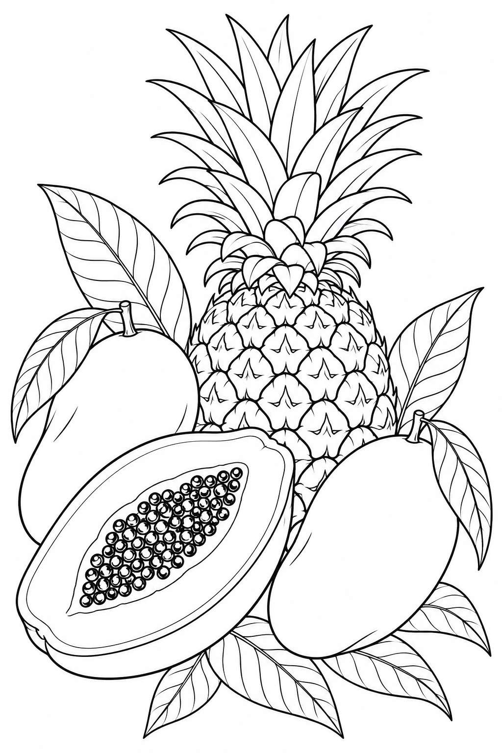 Exotische Früchte mit Ananas und Mango