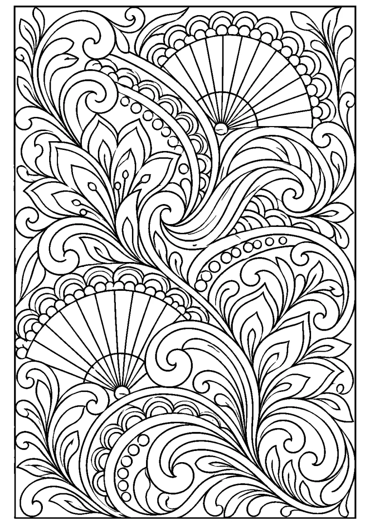 Ornamenttafel mit Wellen und Fächern