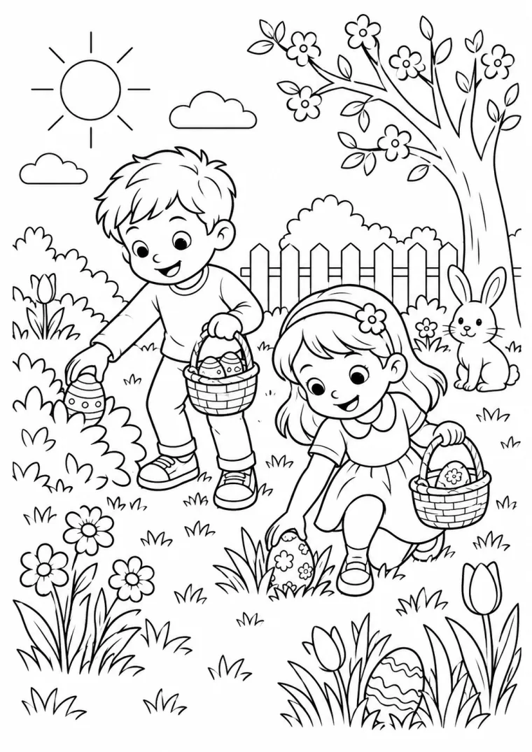 Kinder bei der Ostereiersuche