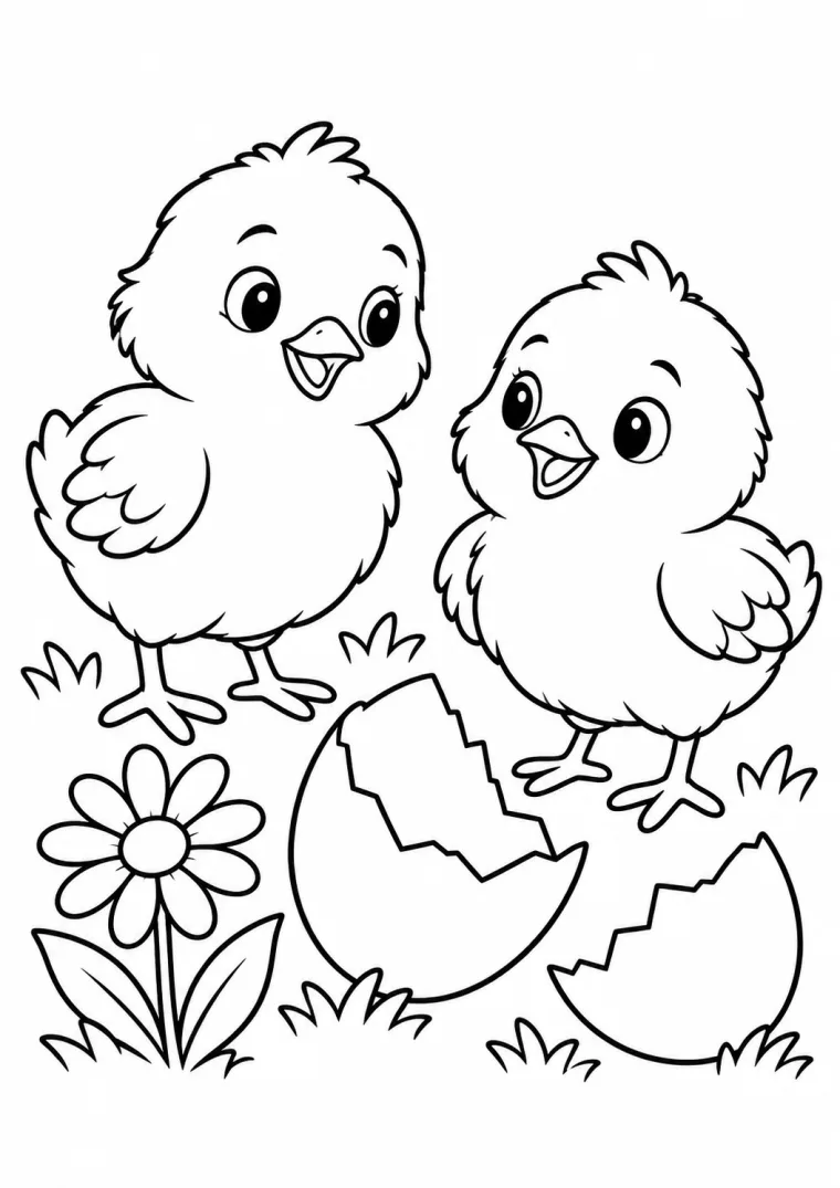 Küken mit Eierschalen