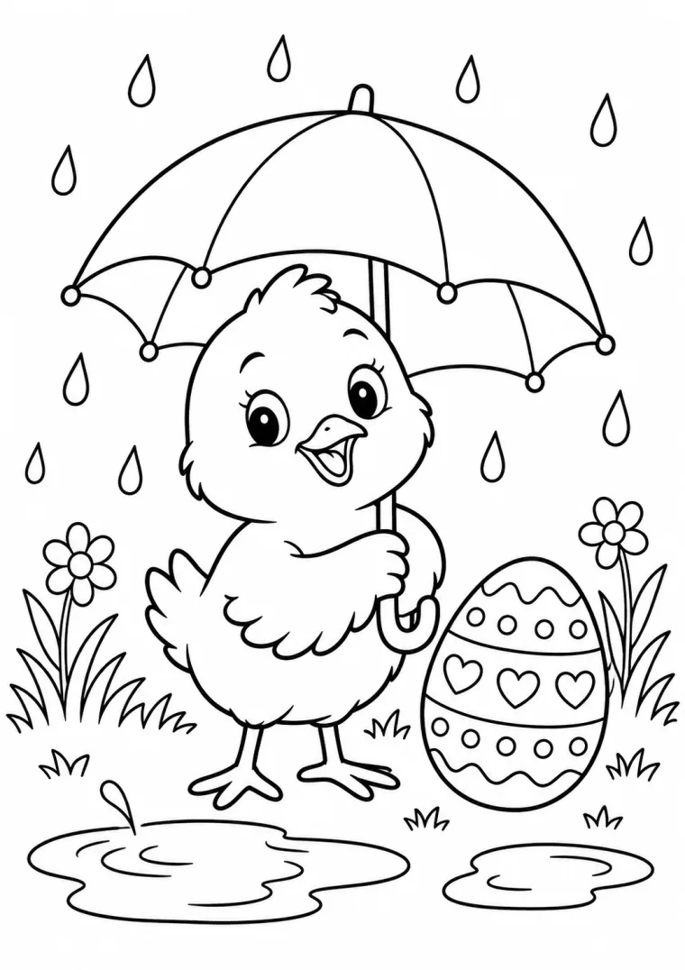 Küken mit Regenschirm