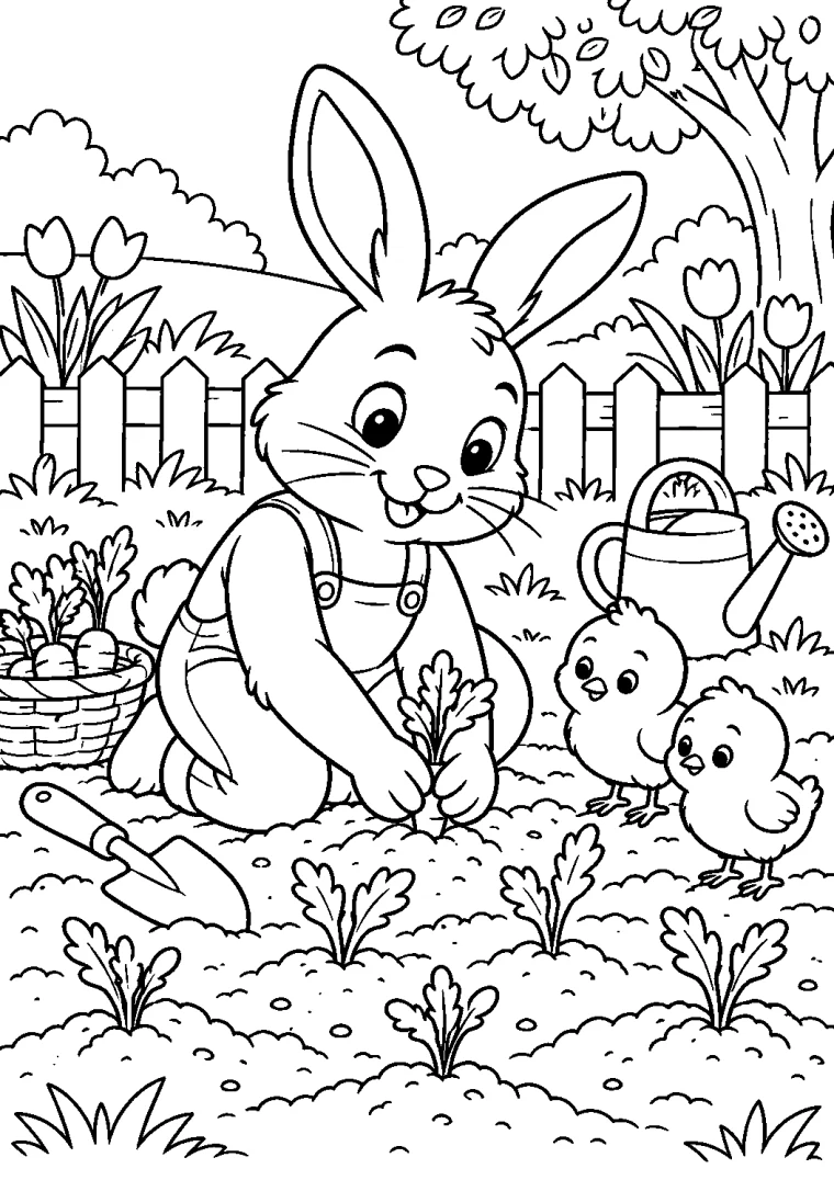 Osterhase pflanzt Möhren