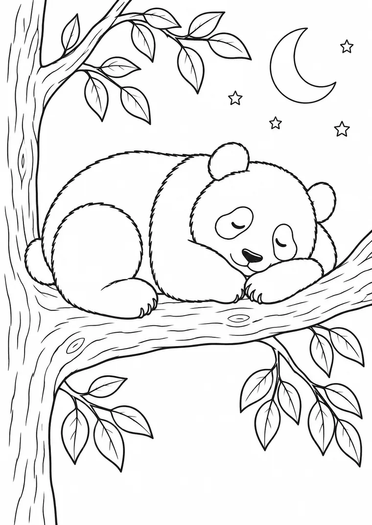 Panda schläft auf einem Ast