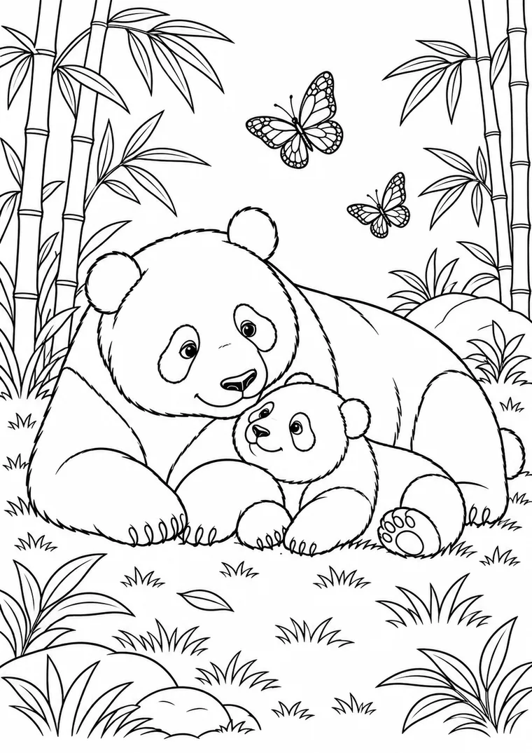 Pandamutter mit Jungtier