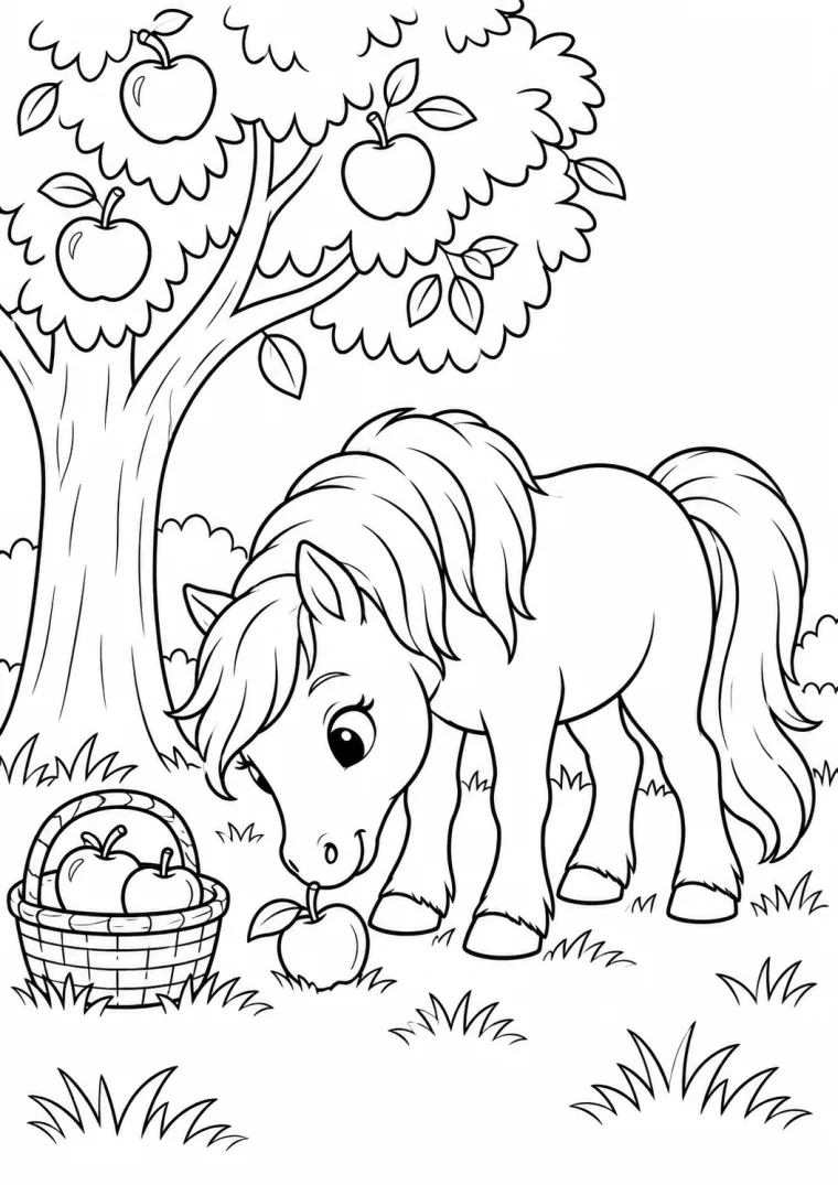 Pony im Apfelgarten