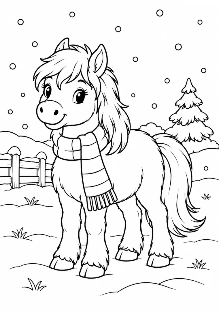 Winterpony mit Schal