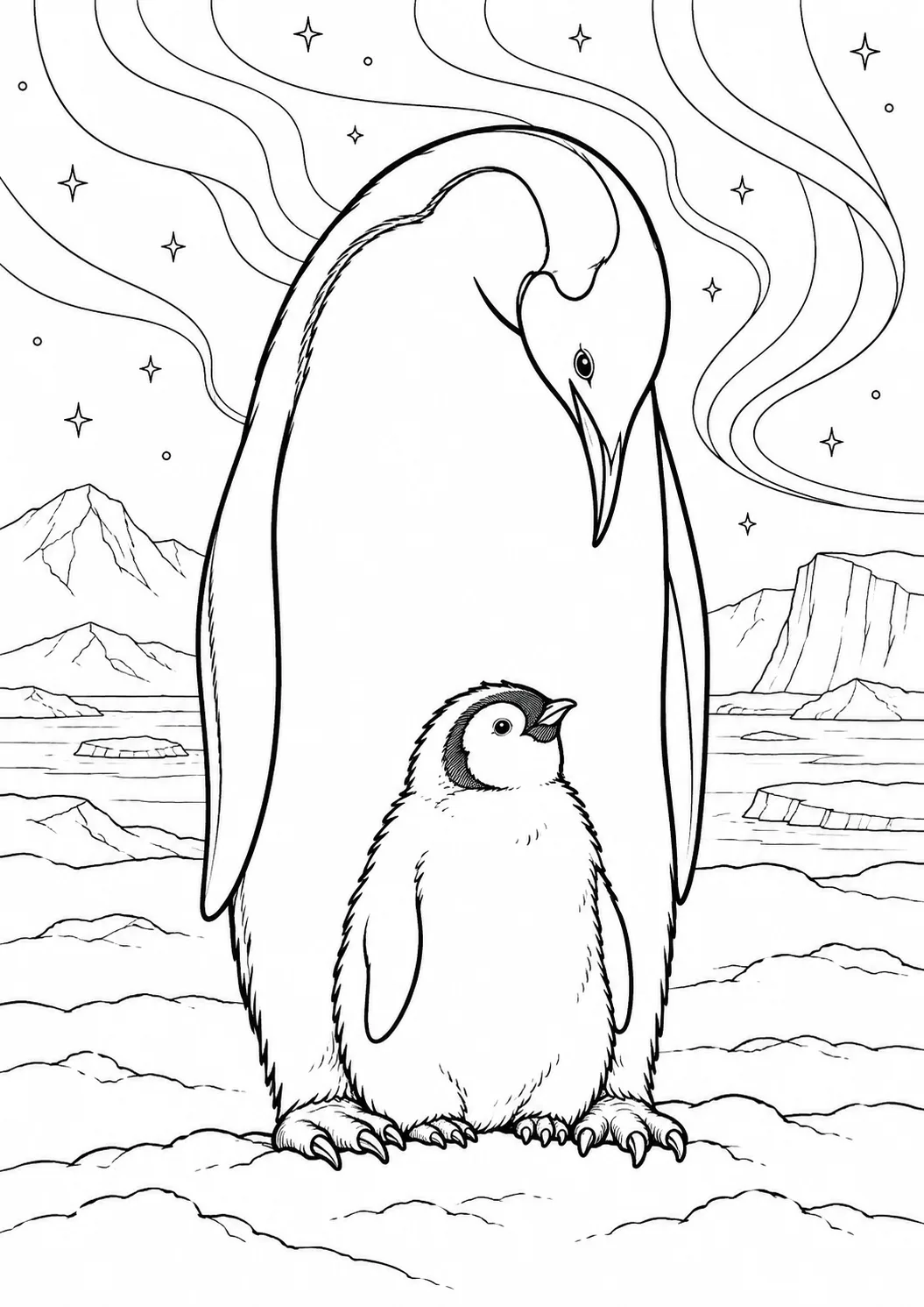 Kaiserpinguin mit Küken