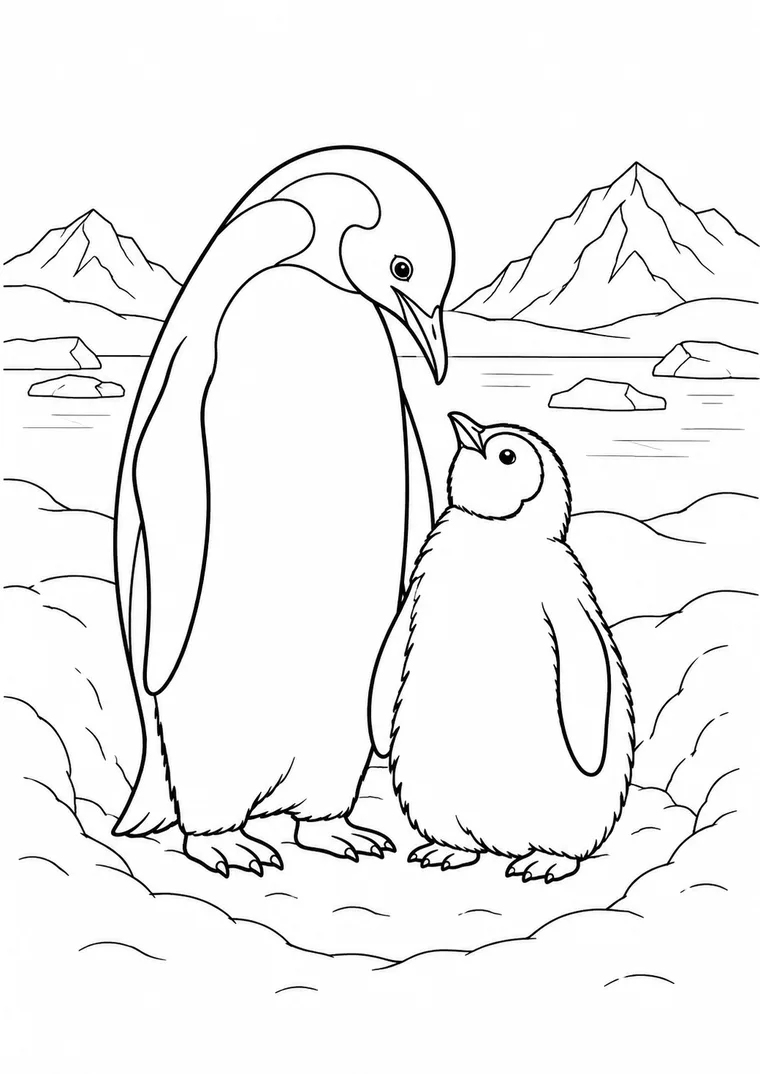 Pinguin mit Küken