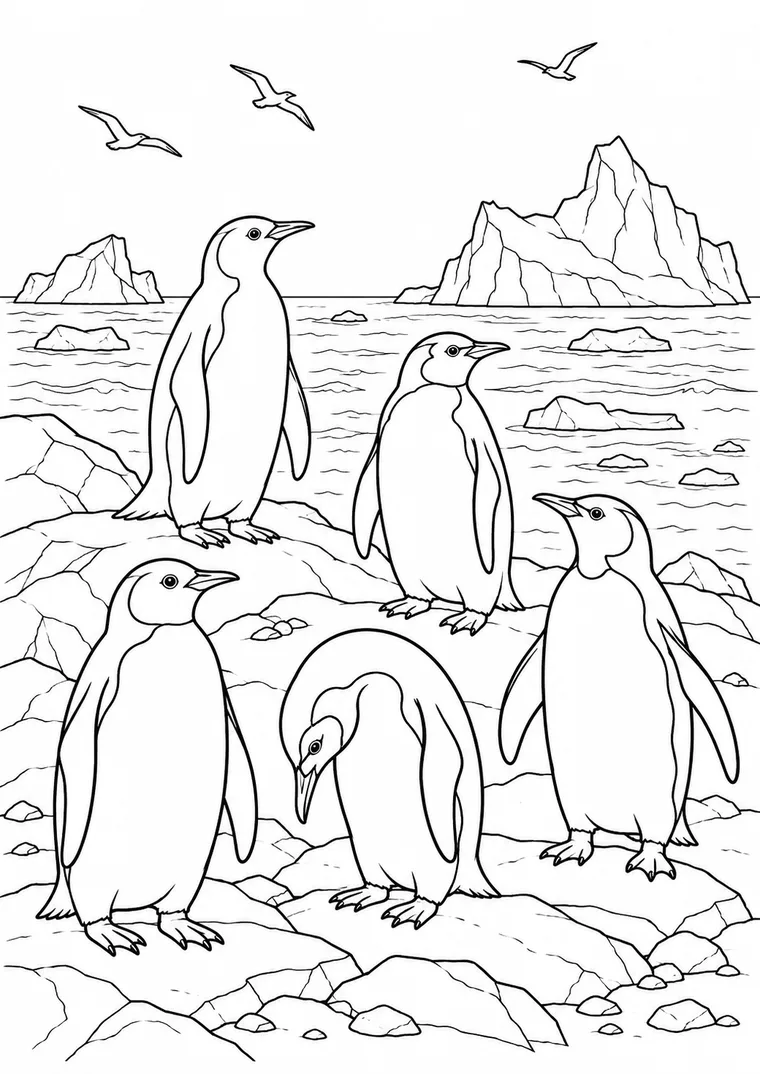 Pinguinkolonie an der Küste