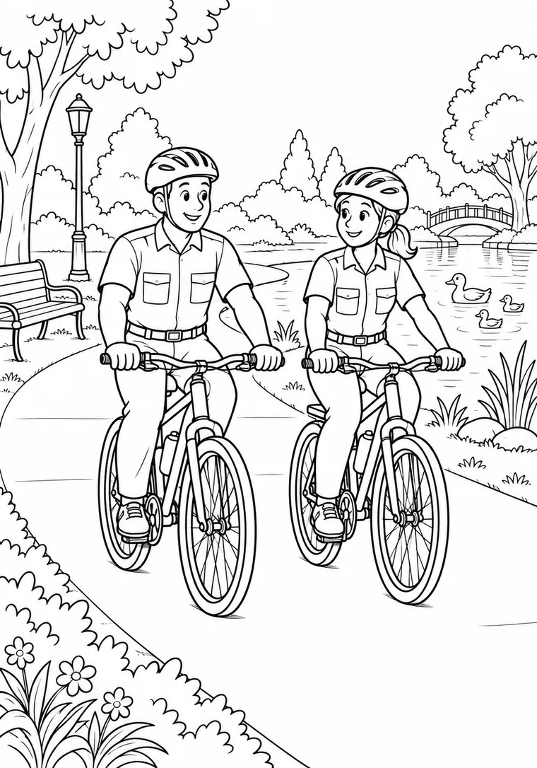 Fahrradpolizei im Park
