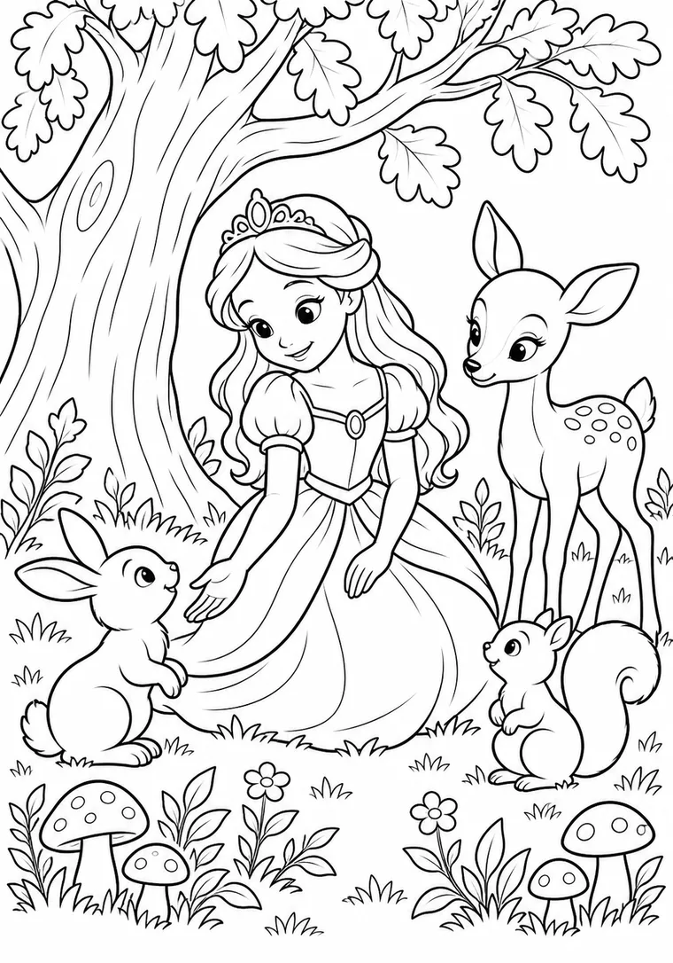 Prinzessin mit Waldtieren