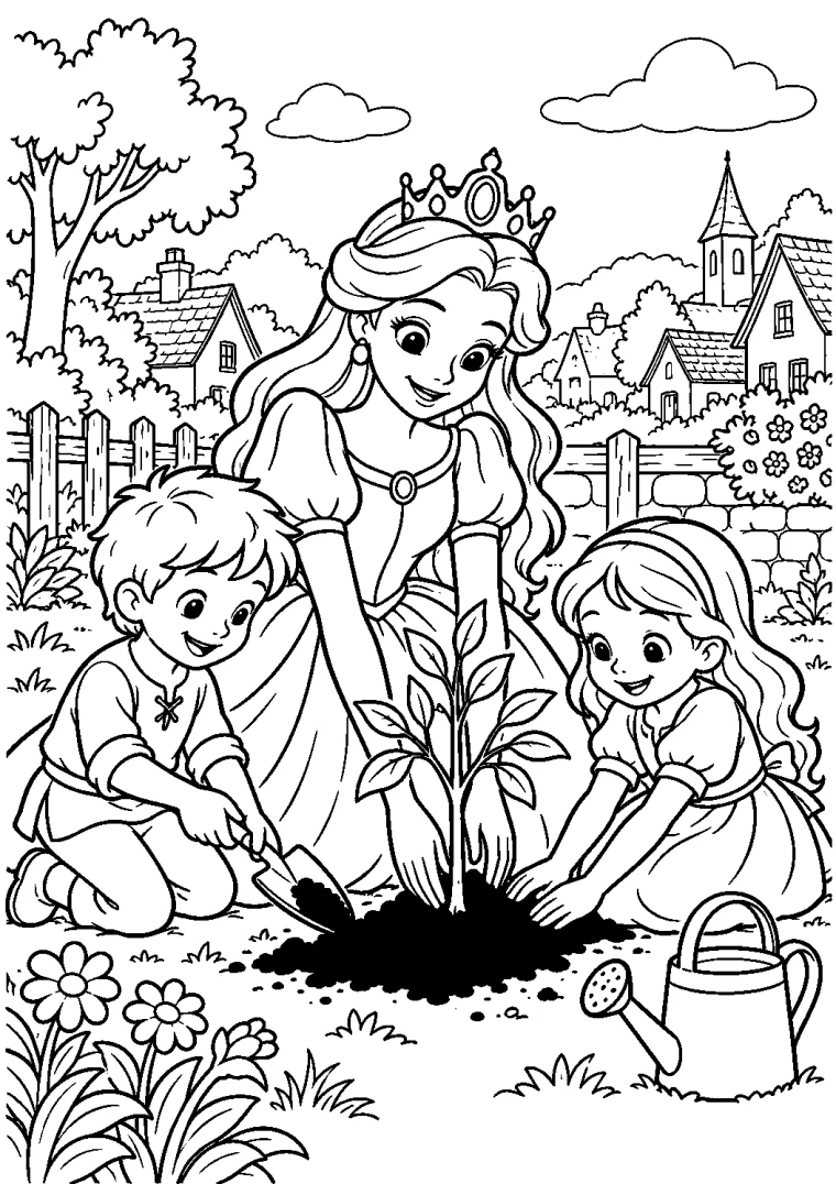Prinzessin pflanzt einen Baum