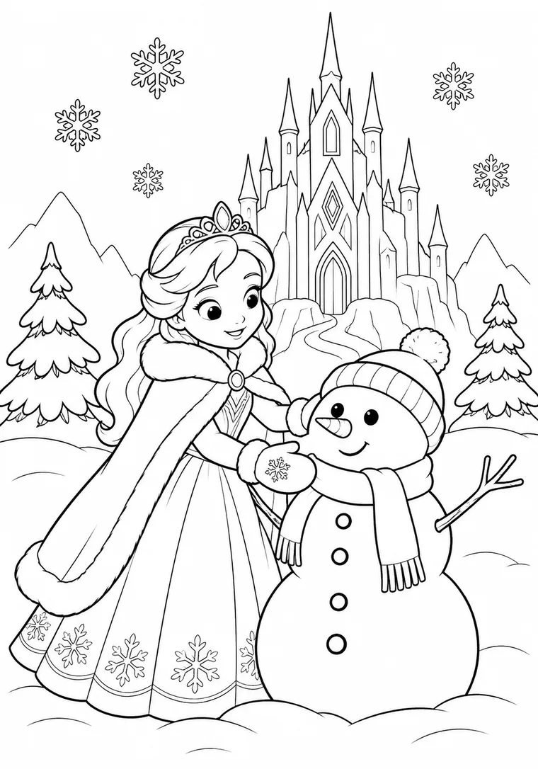 Prinzessin baut einen Schneemann