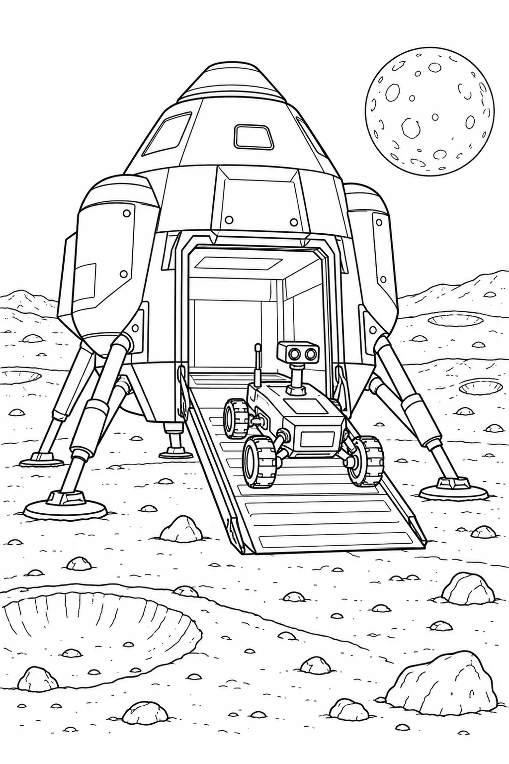Mondlandefähre setzt einen Rover ab