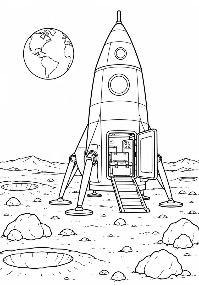 Rakete auf dem Mond