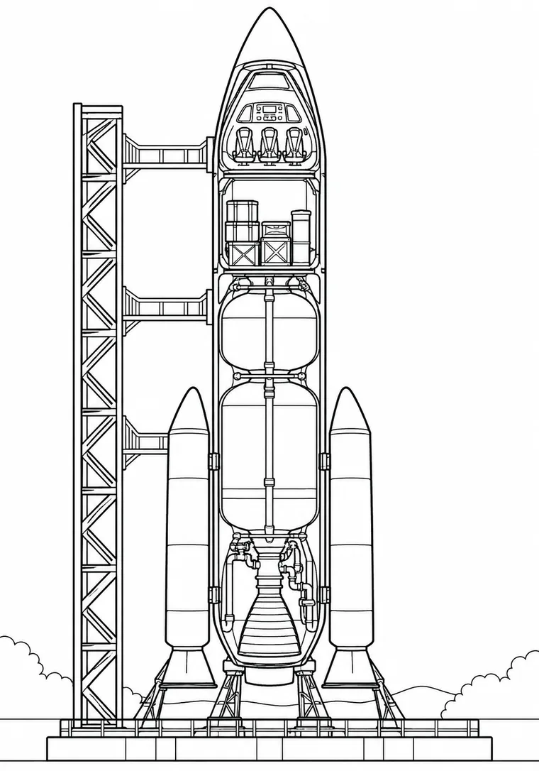 Rakete mit technischem Querschnitt