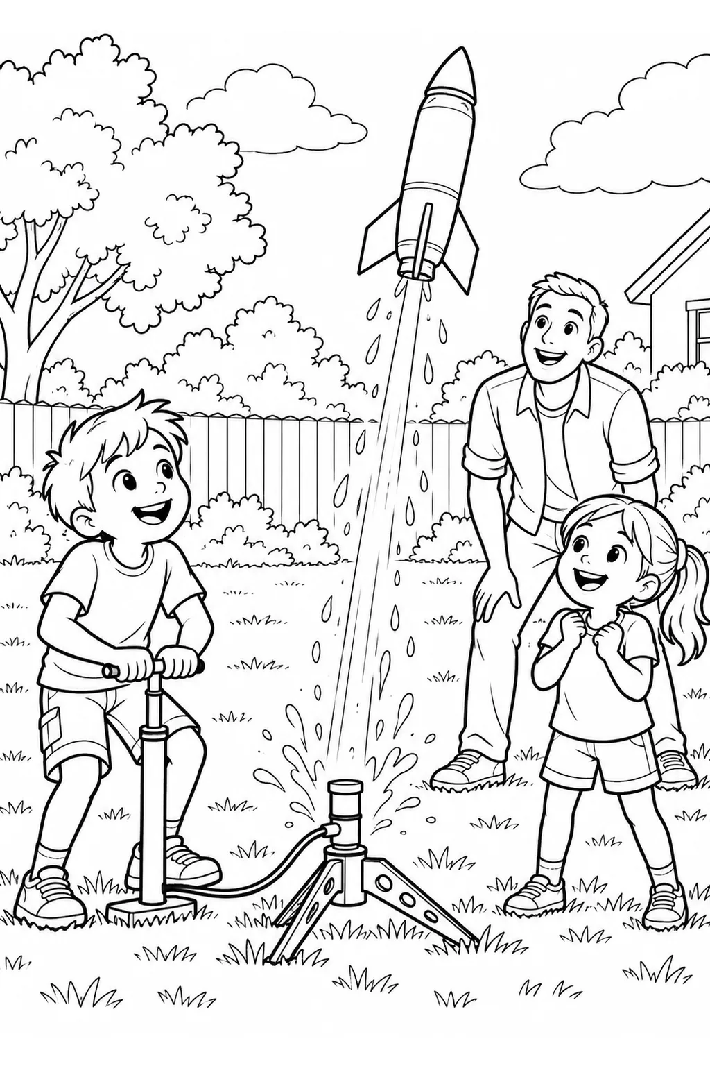 Wasserrakete im Garten