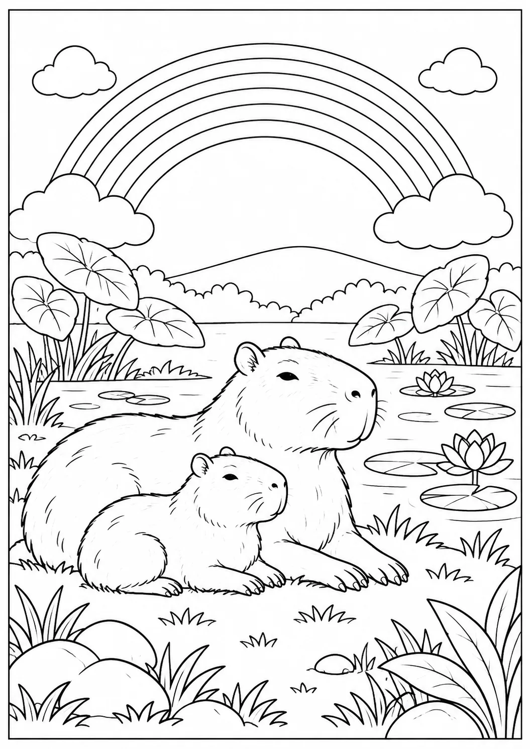 Capybaras am Regenbogenteich
