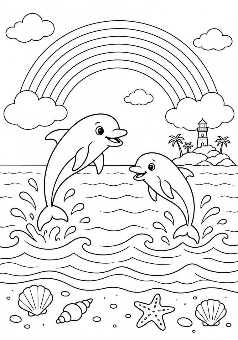Regenbogen mit Delfinen