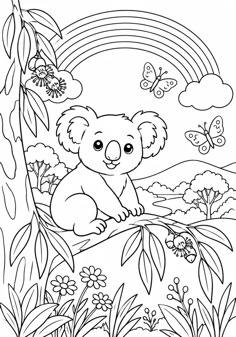 Regenbogen über einem Koala