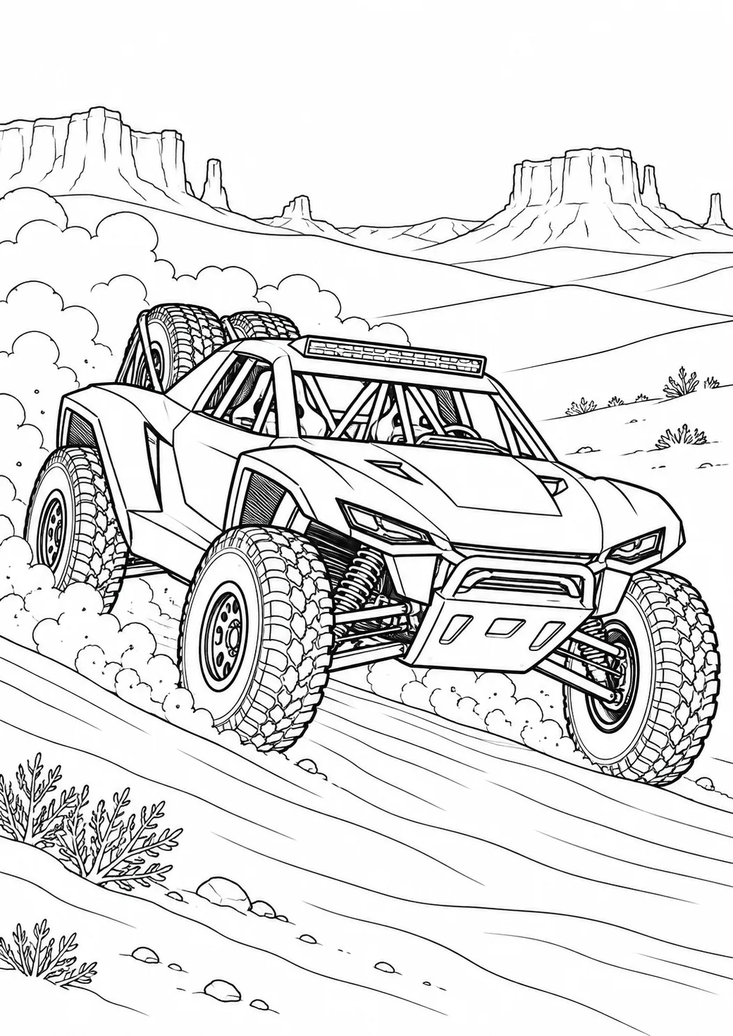 Rallyeauto auf der Wüstenpiste