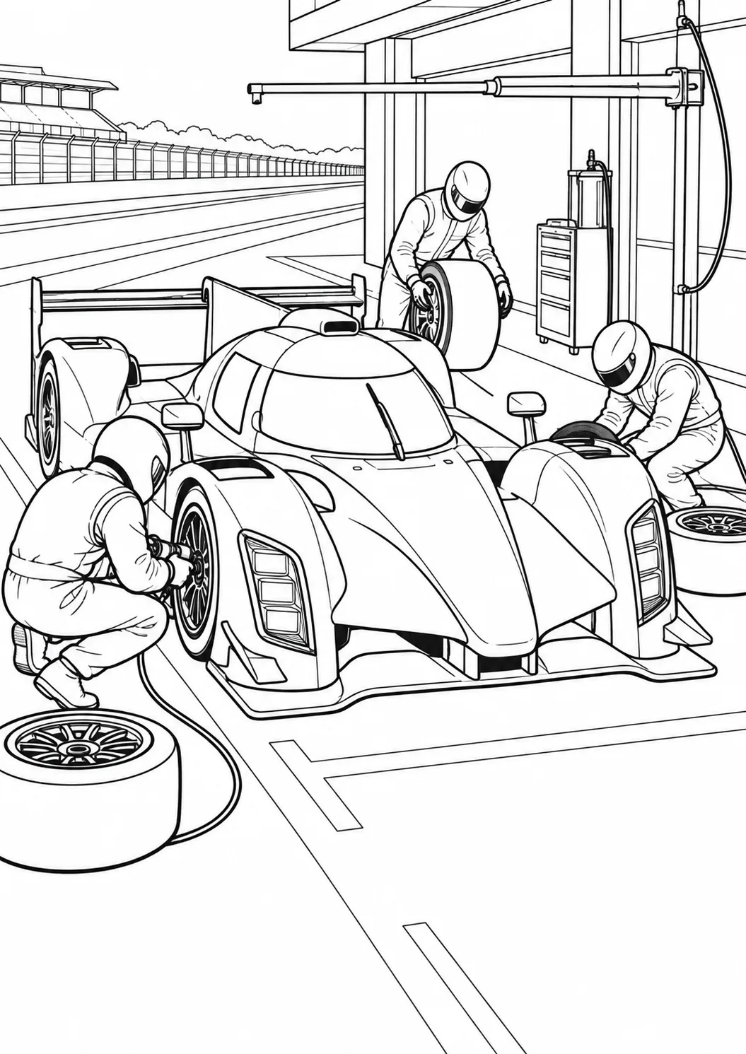Rennauto beim Boxenstopp