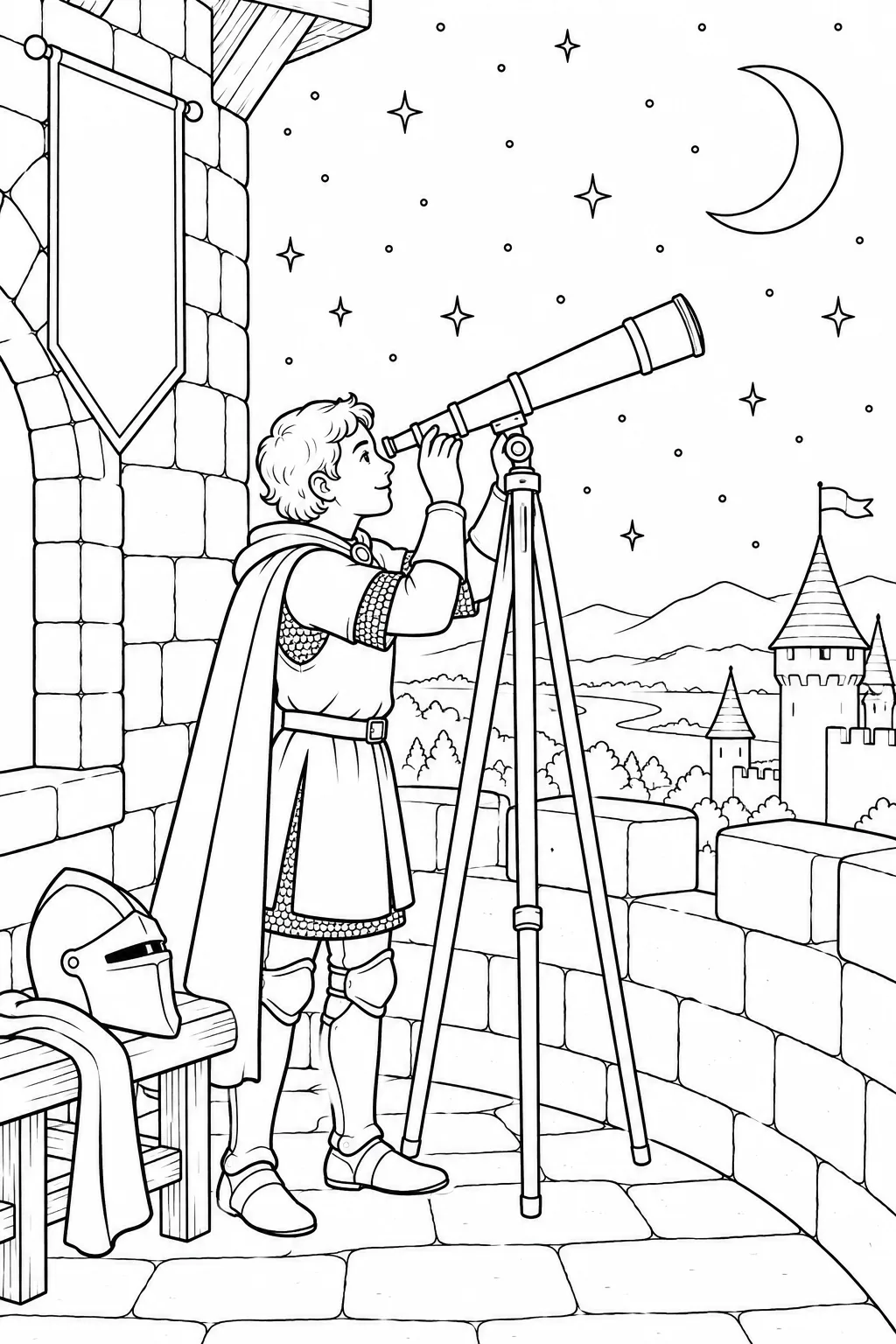 Ritter beobachtet den Sternenhimmel