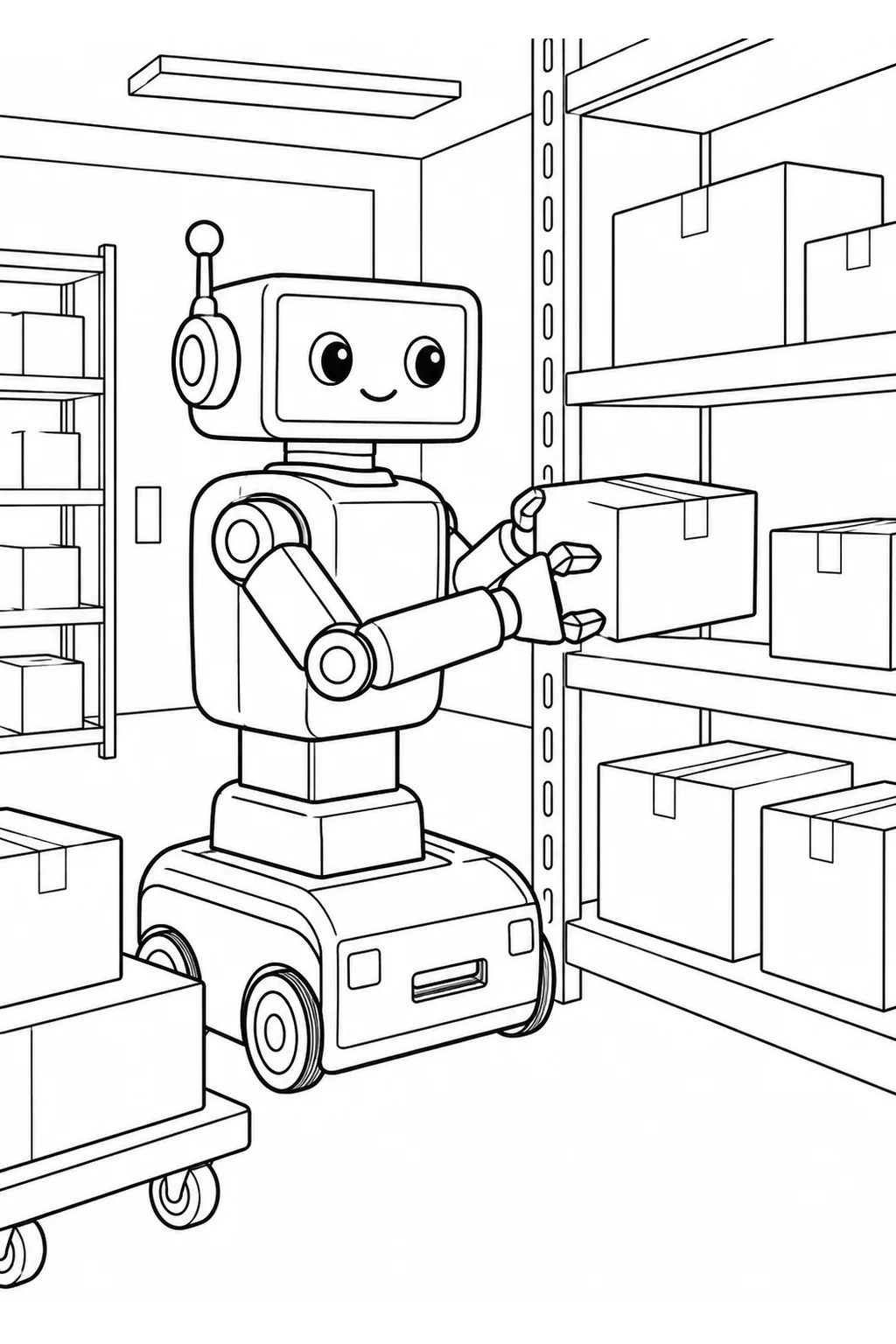 Lagerroboter sortiert Pakete