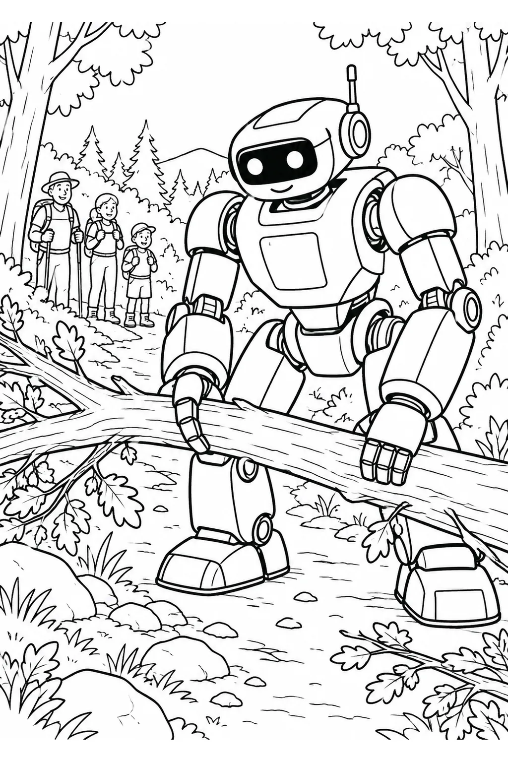 Rettungsroboter räumt einen Waldweg