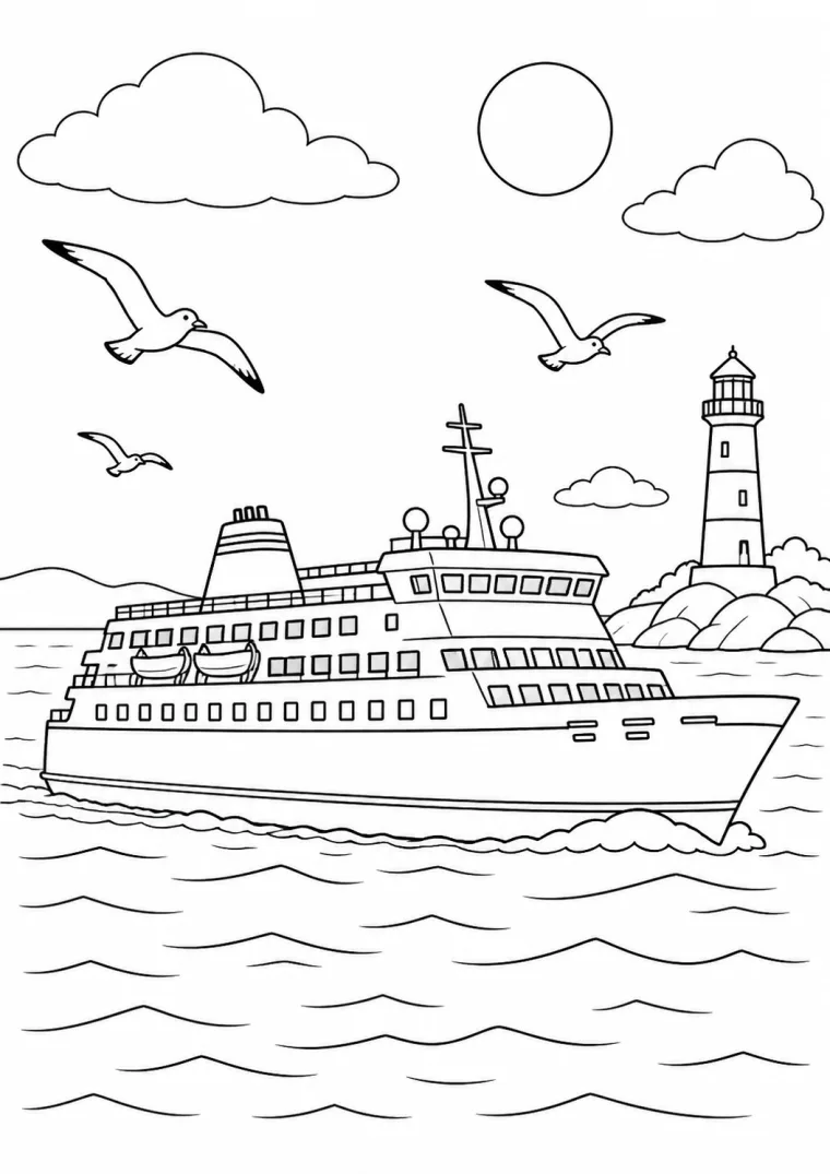 Fähre vor dem Leuchtturm