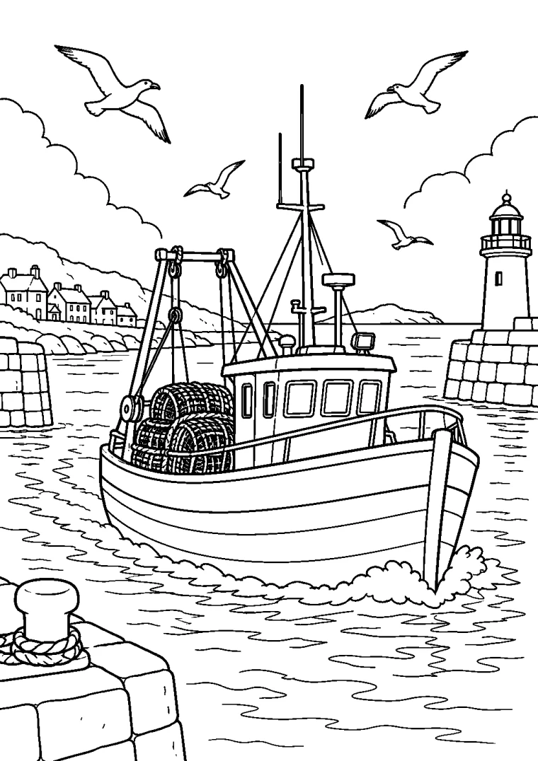 Fischerboot kehrt zum Hafen zurück