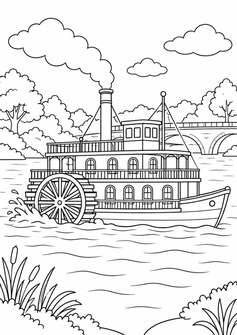 Schaufelraddampfer auf dem Fluss
