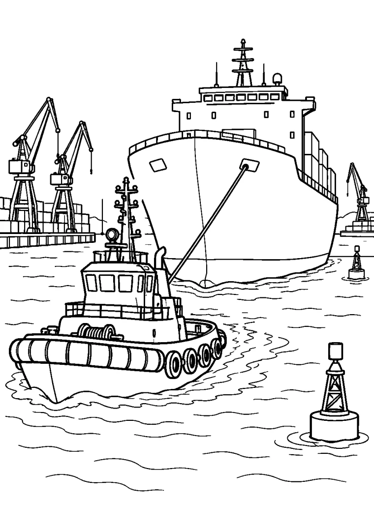 Schlepper führt ein Frachtschiff