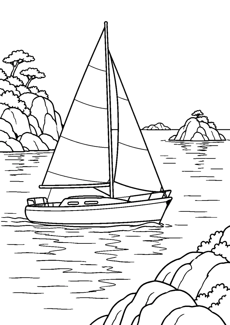 Segelboot in der Felsenbucht