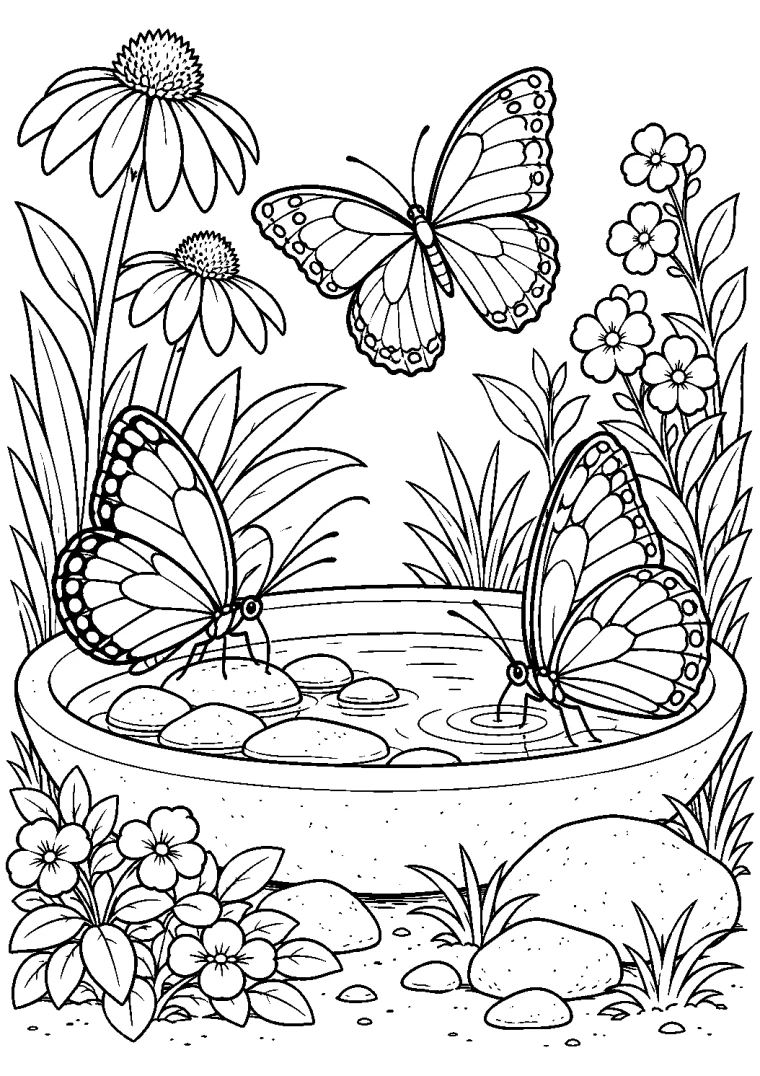Schmetterlinge an einer Wasserstelle