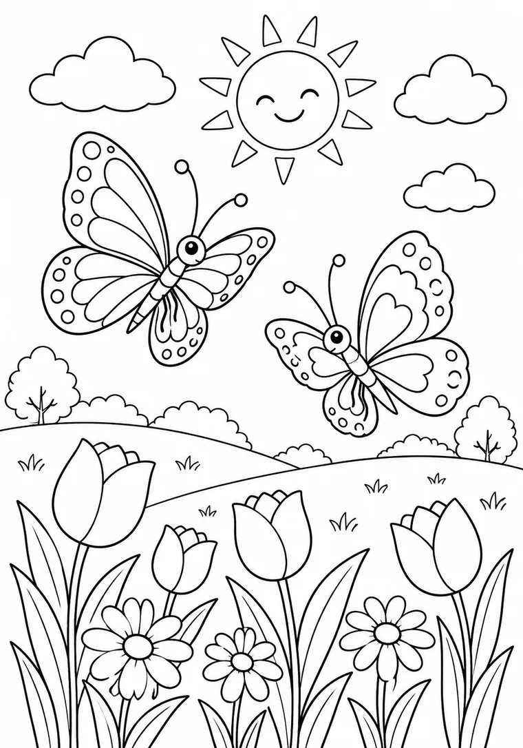 Schmetterling über einer Blumenwiese