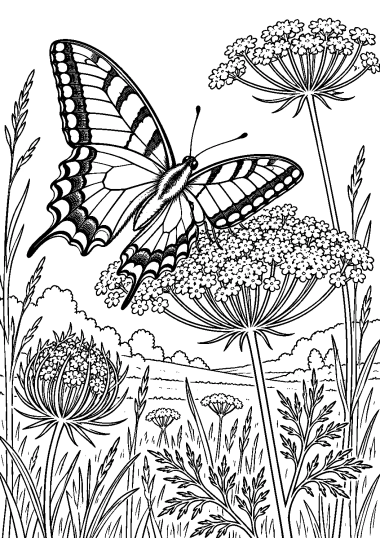 Schwalbenschwanz auf Wildblumen