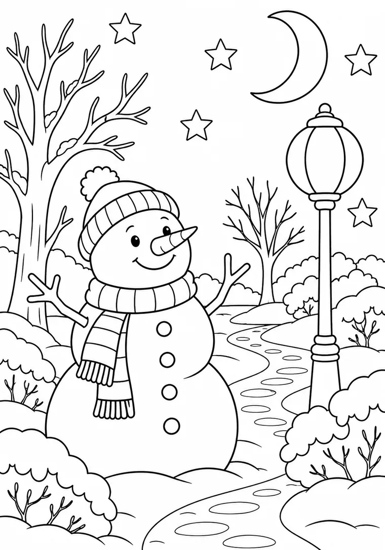 Schneemann im Mondschein
