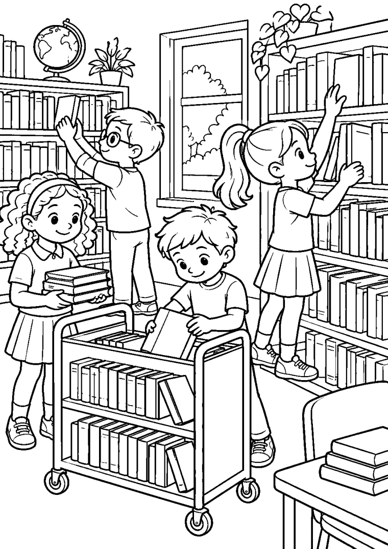 Bücher in der Schulbibliothek sortieren