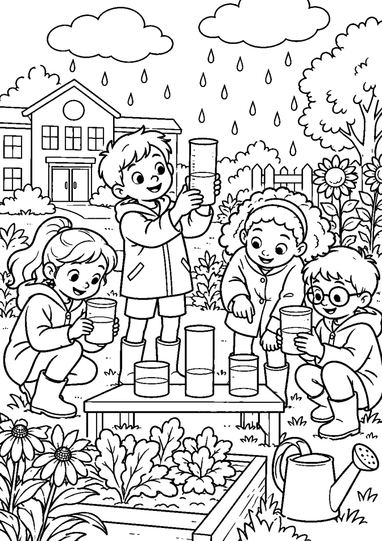 Regen messen im Schulgarten