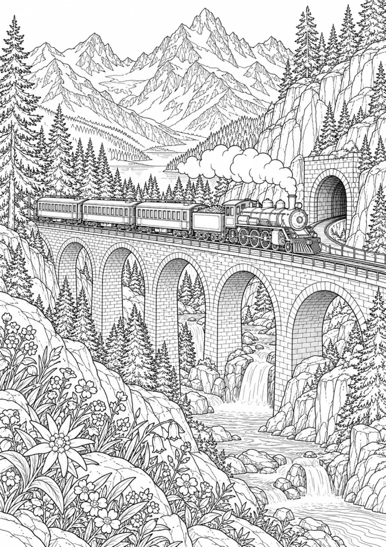 Bergzug auf dem Viadukt