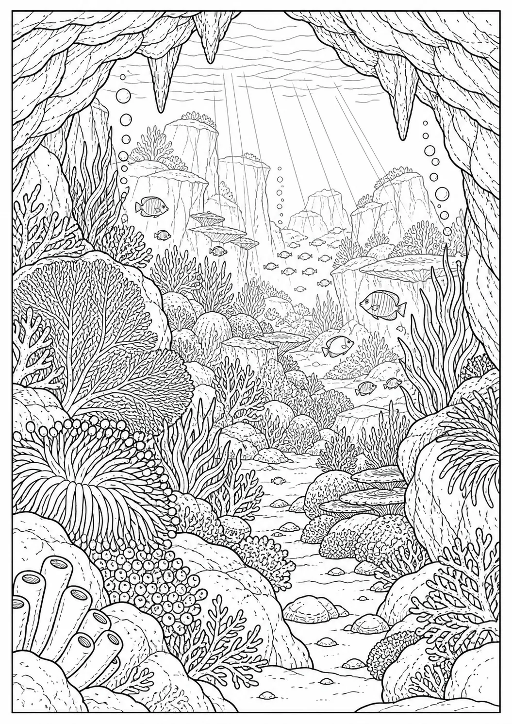 Unterwasserhöhle mit Korallen