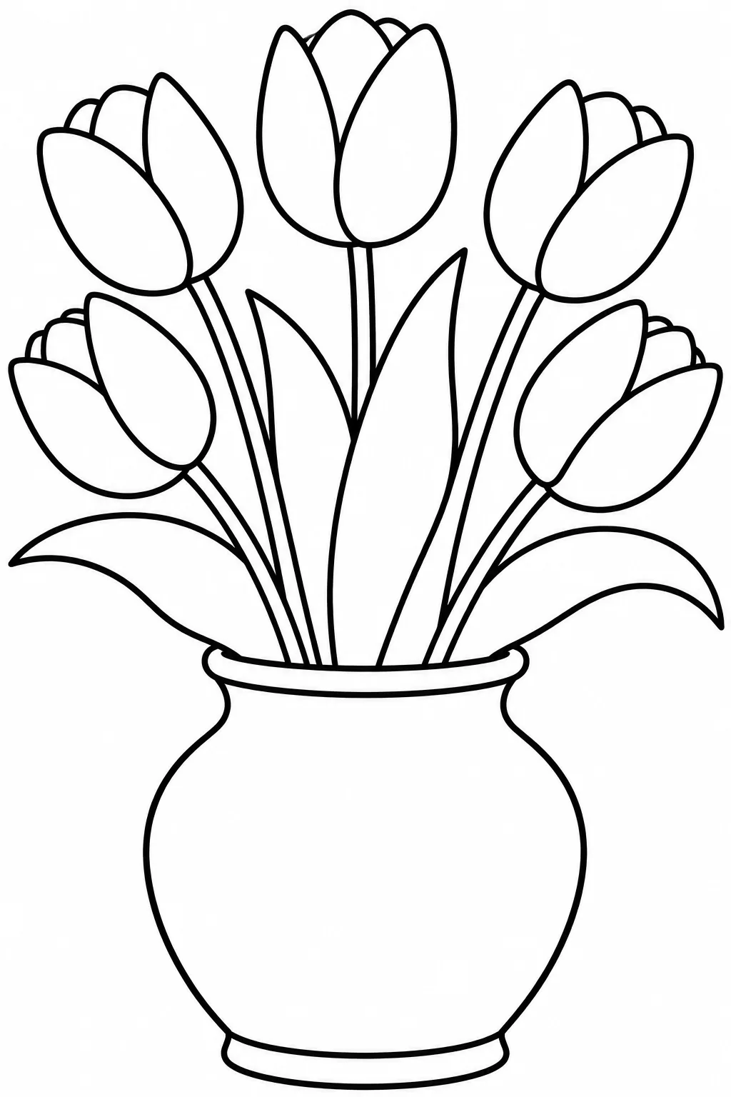 Fünf Tulpen in der Vase