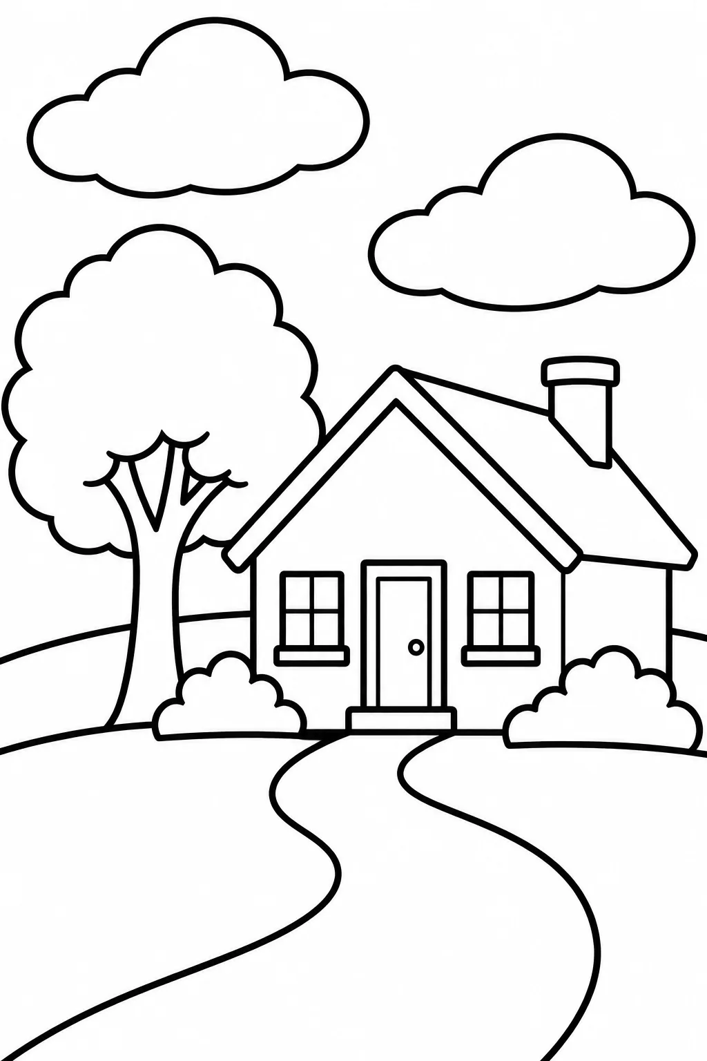Landhaus mit Baum und Weg