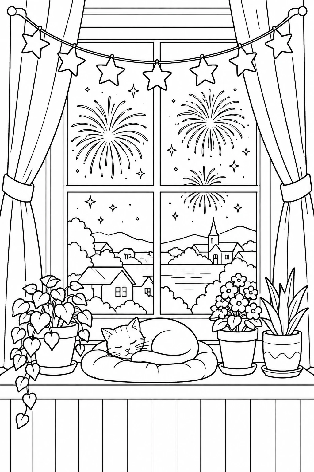 Sternengirlande am Fenster